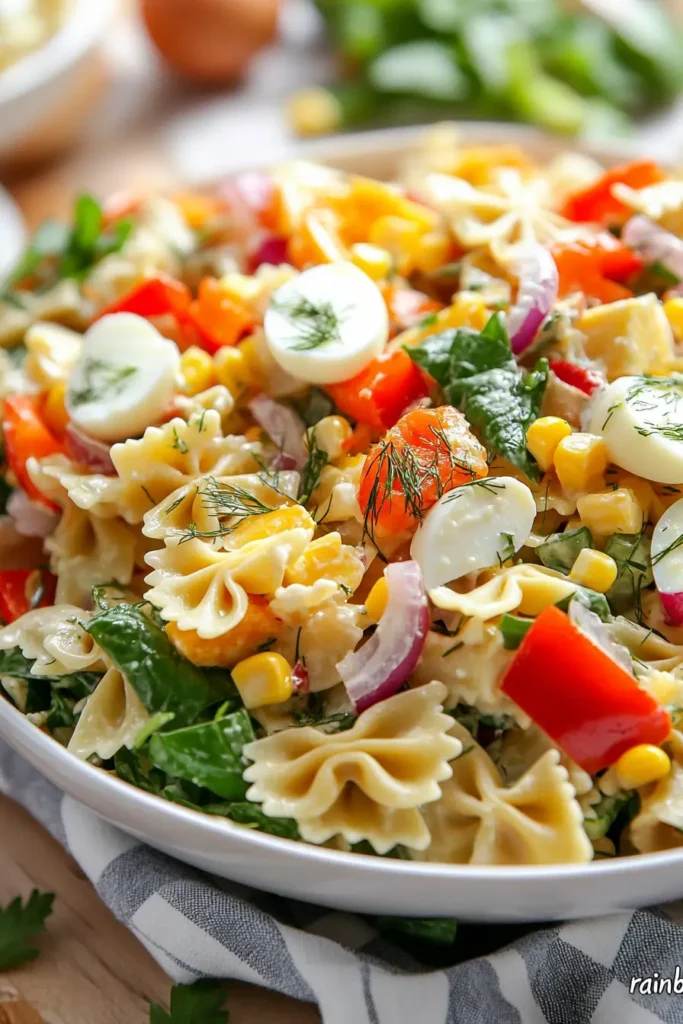 Creamy Dill Rainbow Pasta Salad