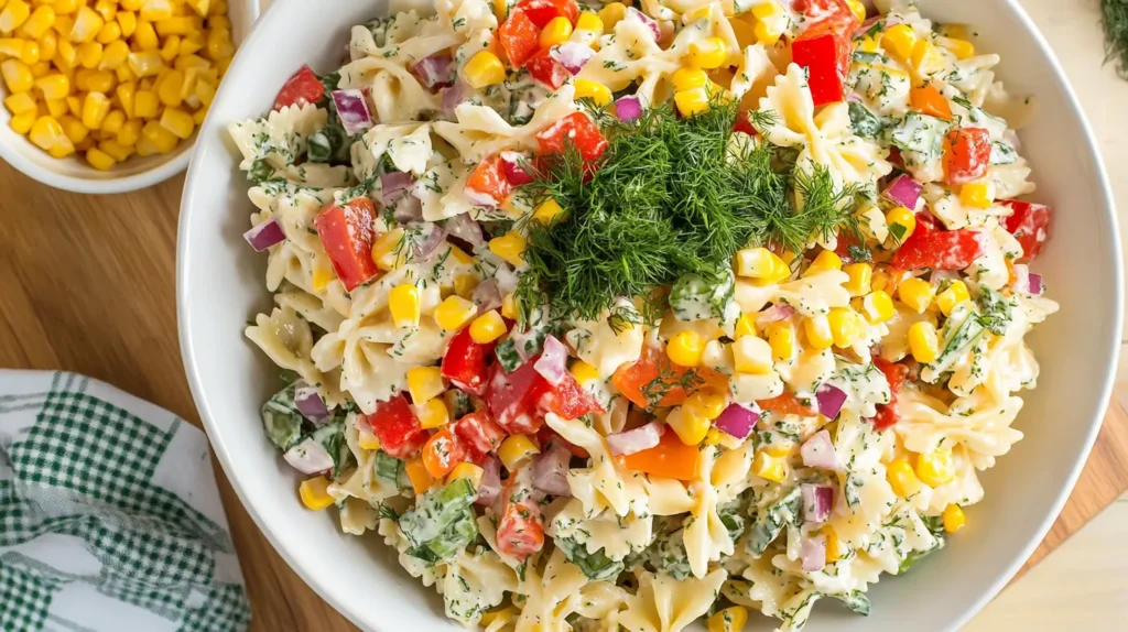 Creamy Dill Rainbow Pasta Salad