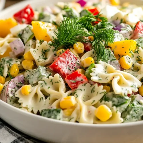 Creamy Dill Rainbow Pasta Salad