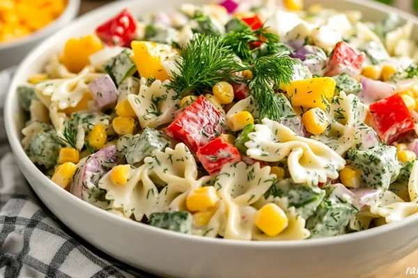 The Best Creamy Dill Rainbow Pasta Salad Recipe
