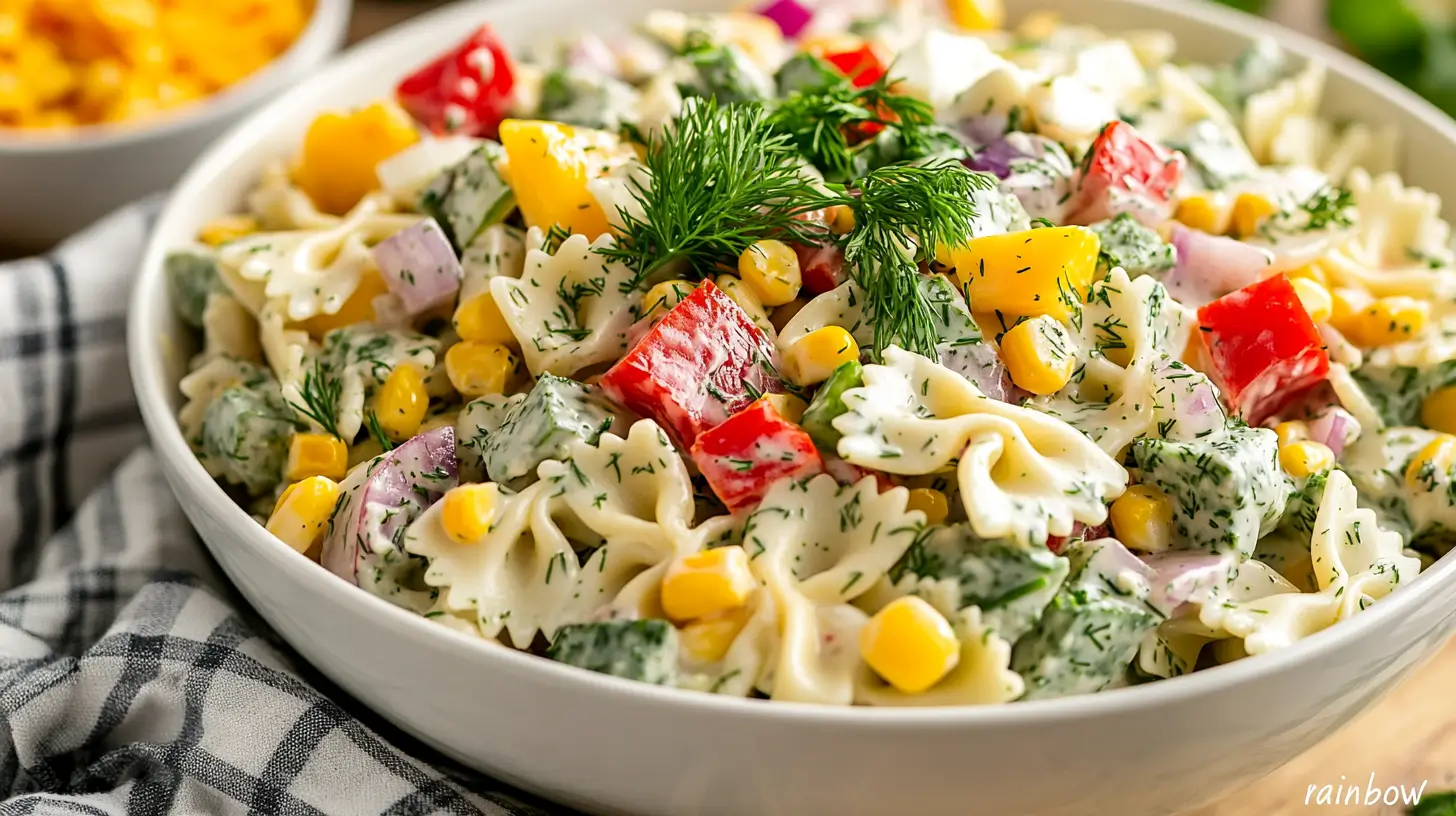 Creamy Dill Rainbow Pasta Salad