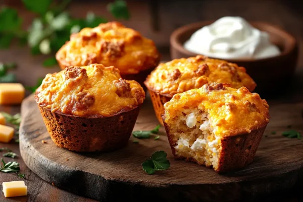Savory High Protein Muffins with Turkey & Cheddar