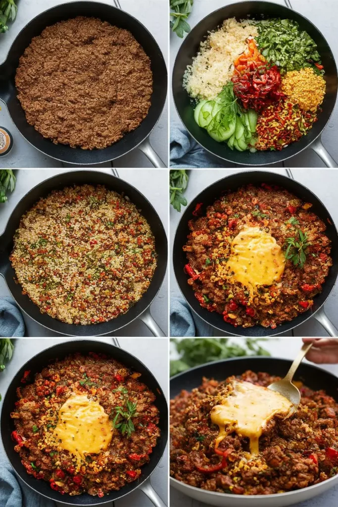 Cheeseburger Quinoa Skillet