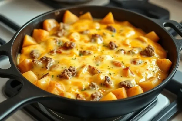 Cheesy Hamburger Potato Skillet Recipe