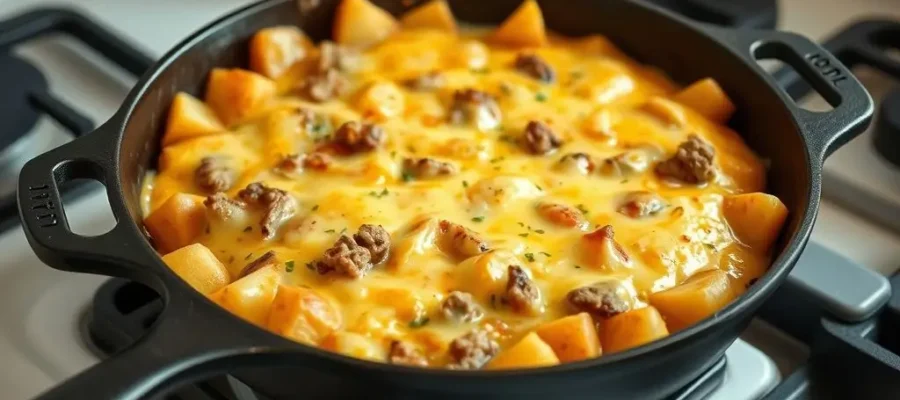 Cheesy Hamburger Potato Skillet Recipe