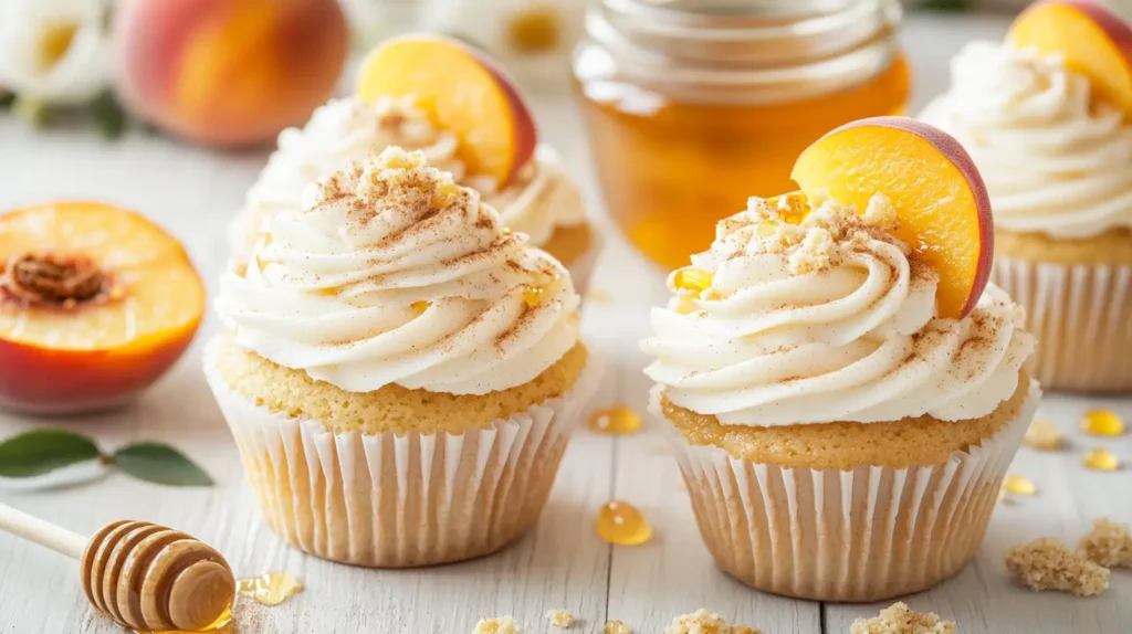 Honey Peach Cream Cheese Cupcakes