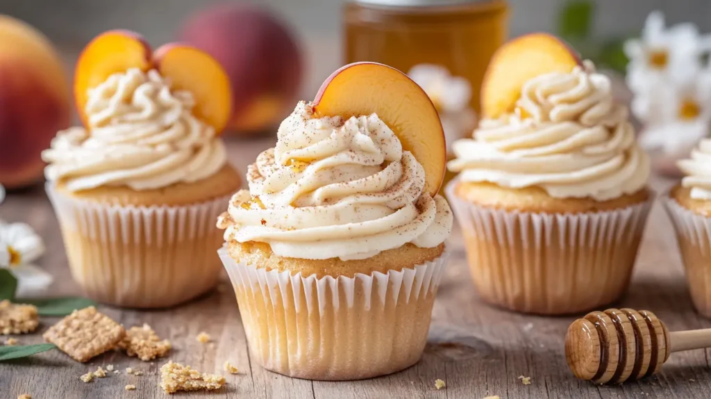 Honey Peach Cream Cheese Cupcakes