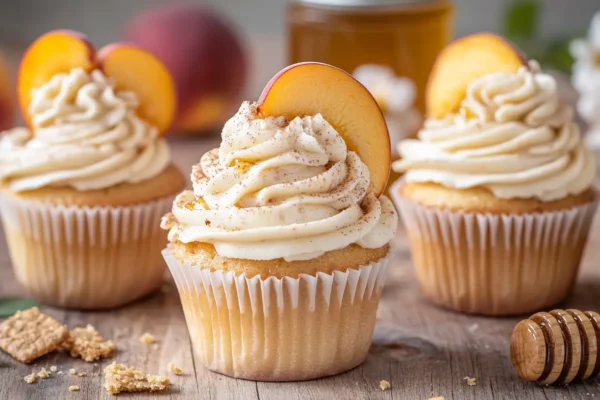 Honey Peach Cream Cheese Cupcakes
