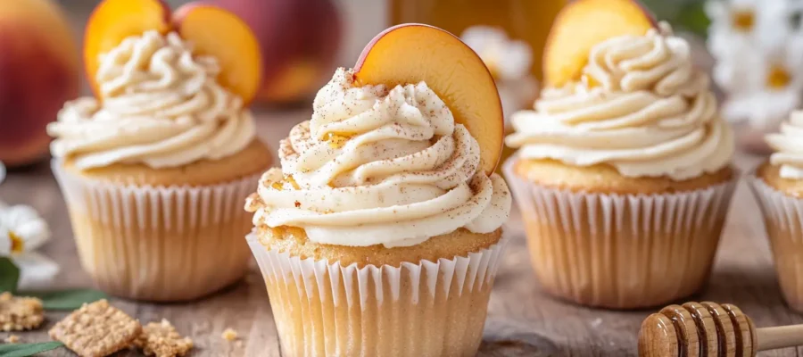 Honey Peach Cream Cheese Cupcakes