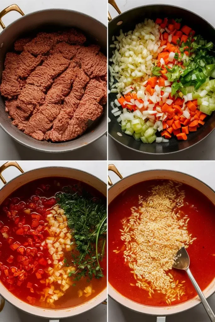 Italian Orzo and Hamburger Soup