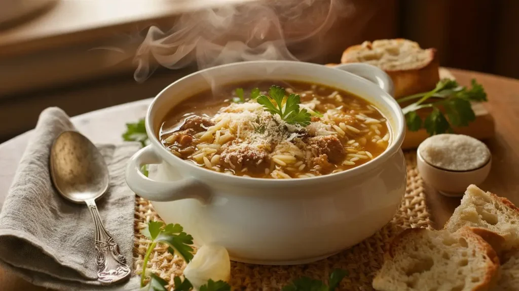 Italian Orzo and Hamburger Soup