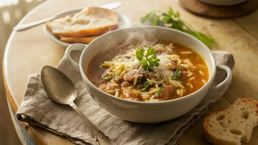 Italian Orzo and Hamburger Soup