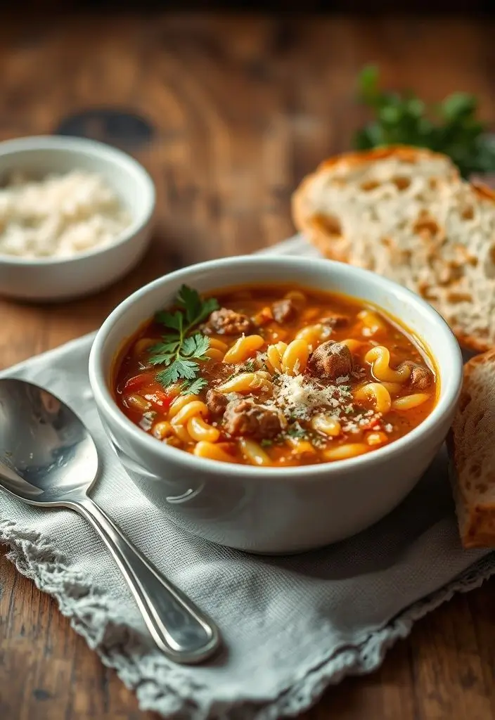 Italian Orzo and Hamburger Soup