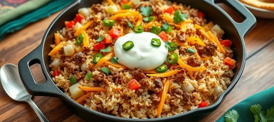 Homemade Mexican Taco Rice Skillet Recipe