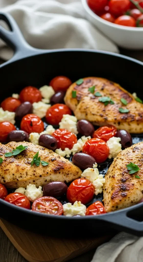 Low Calorie Dinner 1. Mediterranean Chicken Skillet