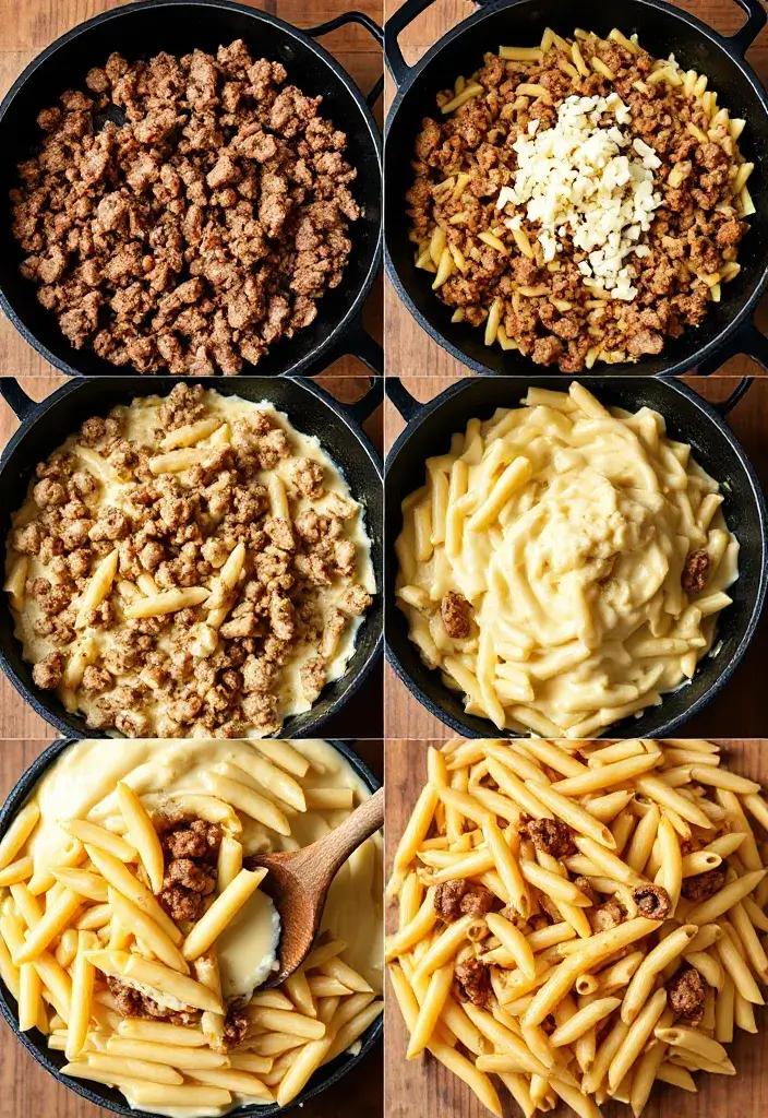 Cheesy Penne with Garlic Butter Ground Beef