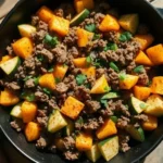 Ground Beef Zucchini Sweet Potato Skillet