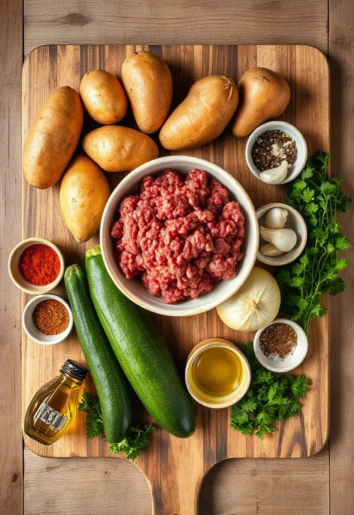 Ground Beef Zucchini Sweet Potato Skillet