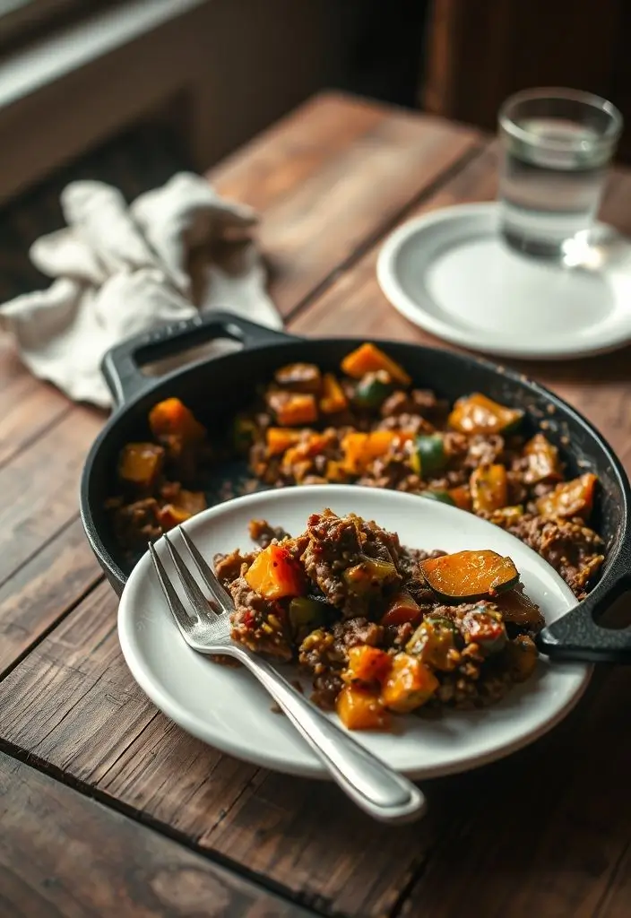 Ground Beef Zucchini Sweet Potato Skillet