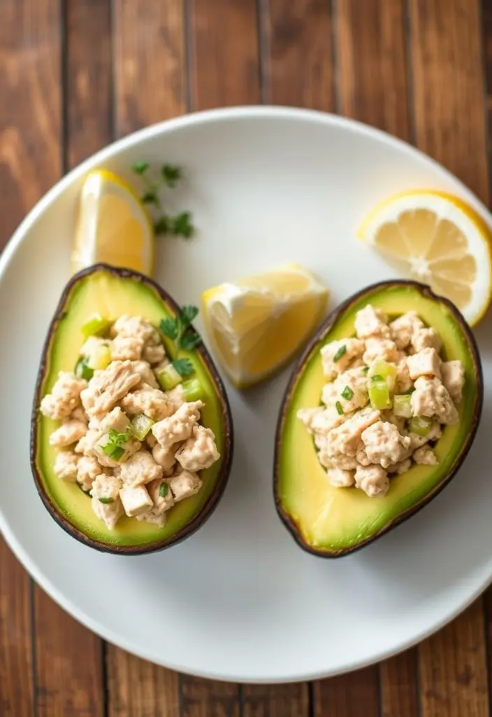 2. Tuna-Stuffed Avocado Boats (290 calories, 28g protein)