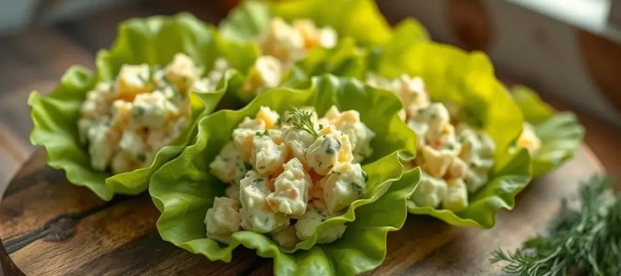 Egg Salad Lettuce Wraps (245 calories, 22g protein)