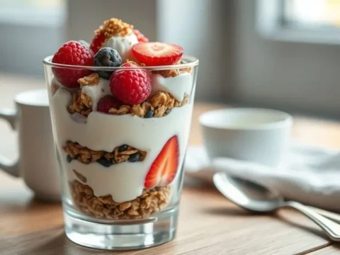 Greek Yogurt Protein Parfait (180 calories, 20g protein)