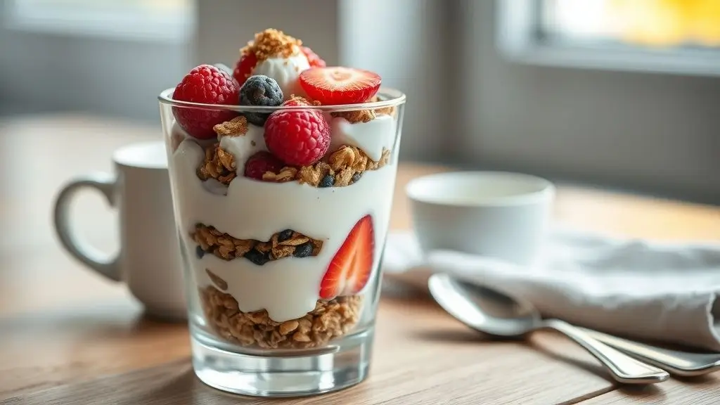 Greek Yogurt Protein Parfait (180 calories, 20g protein)