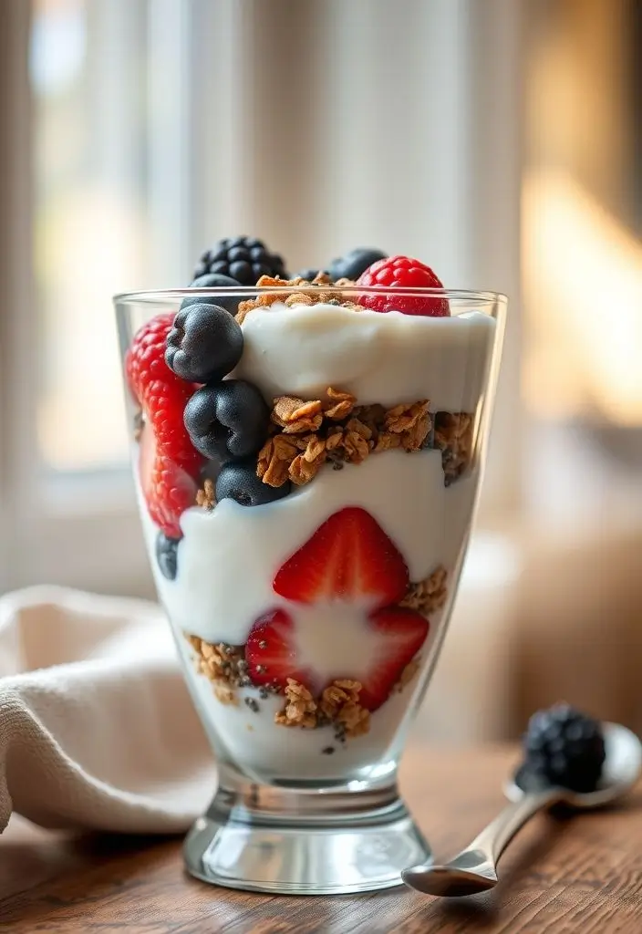 Greek Yogurt Protein Parfait (180 calories, 20g protein)