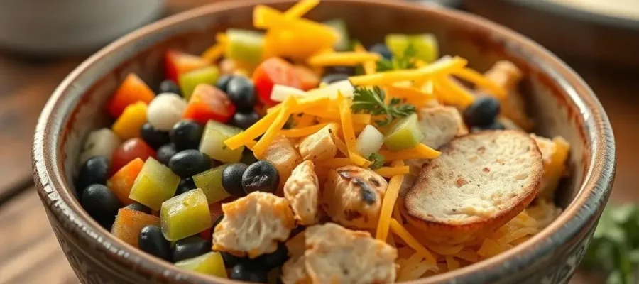 High-Protein Breakfast Burrito Bowl (235 calories, 20g protein)