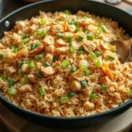 High Protein Crispy Garlic Chicken Fried Rice