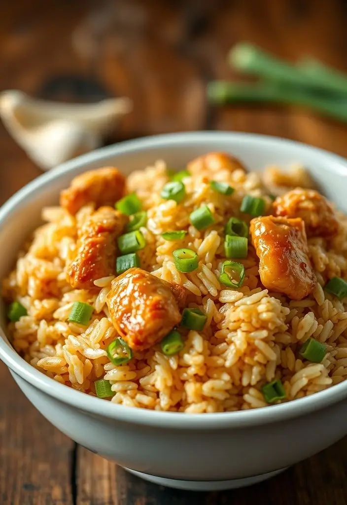 High Protein Crispy Garlic Chicken Fried Rice