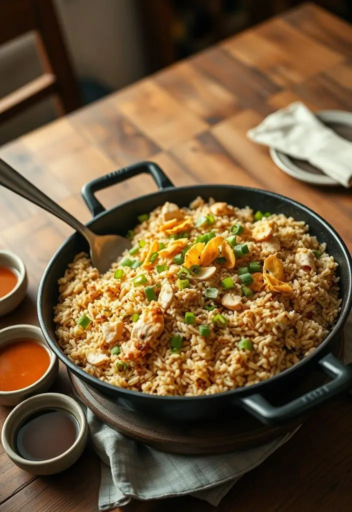 High Protein Crispy Garlic Chicken Fried Rice