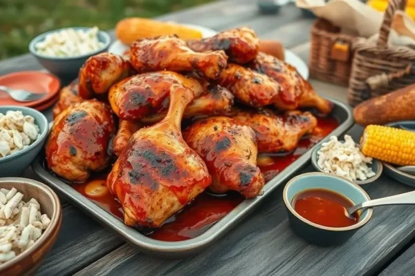 Juicy Grilled Chicken with Homemade Peach BBQ Sauce
