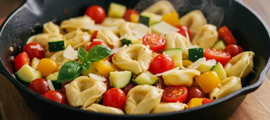 Quick Summer Veggie Tortellini Skillet