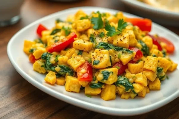 Tofu Scramble (High-Protein Breakfast for Weight Loss) (170 calories, 15g protein)