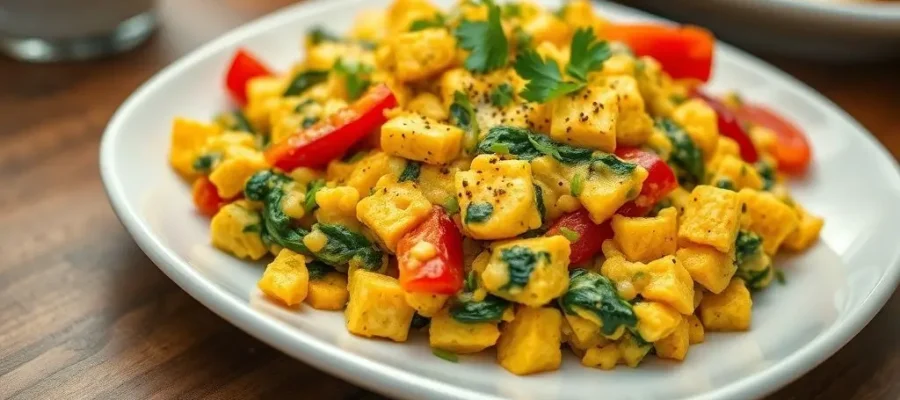 Tofu Scramble (High-Protein Breakfast for Weight Loss) (170 calories, 15g protein)