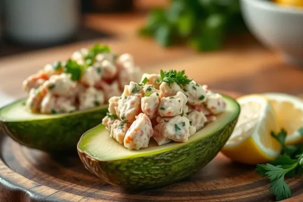 Tuna-Stuffed Avocado Boats (290 calories, 28g protein)