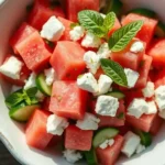Watermelon Feta Salad with Mint and Cucumber