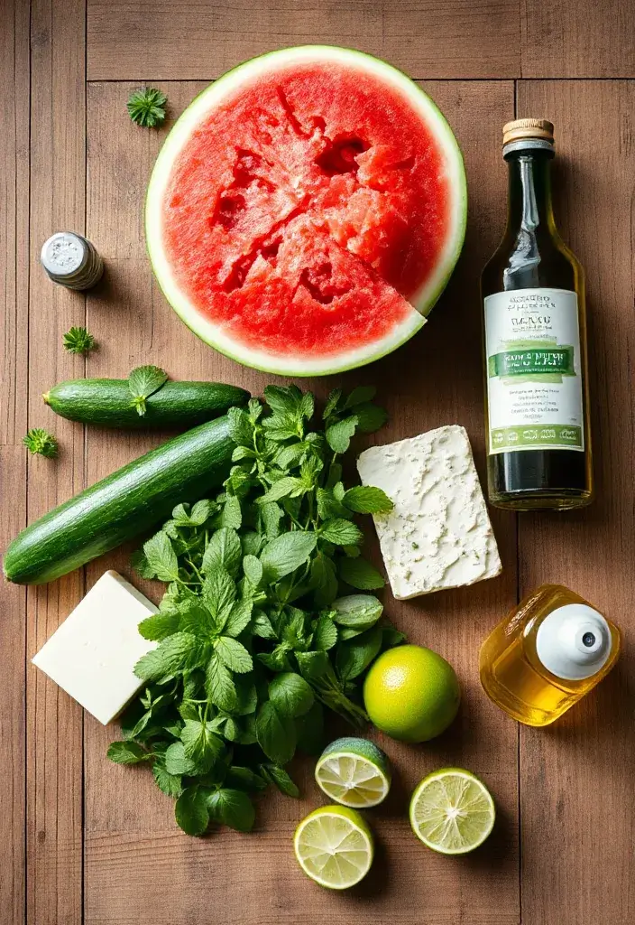 Watermelon Feta Salad with Mint and Cucumber
