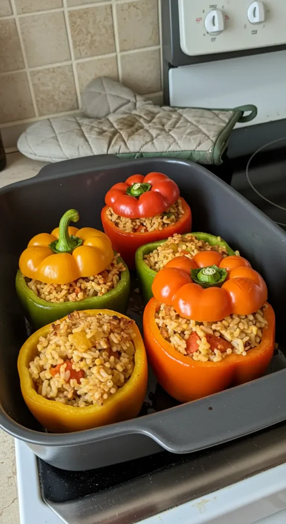 10. Stuffed "Jack-o'-lantern" Bell Peppers