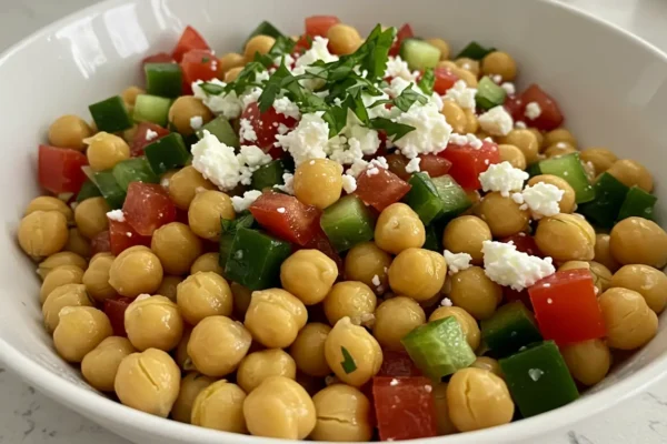 Chickpea Salad Bowl (275 calories, 18g protein)