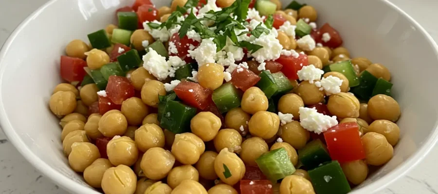 Chickpea Salad Bowl (275 calories, 18g protein)