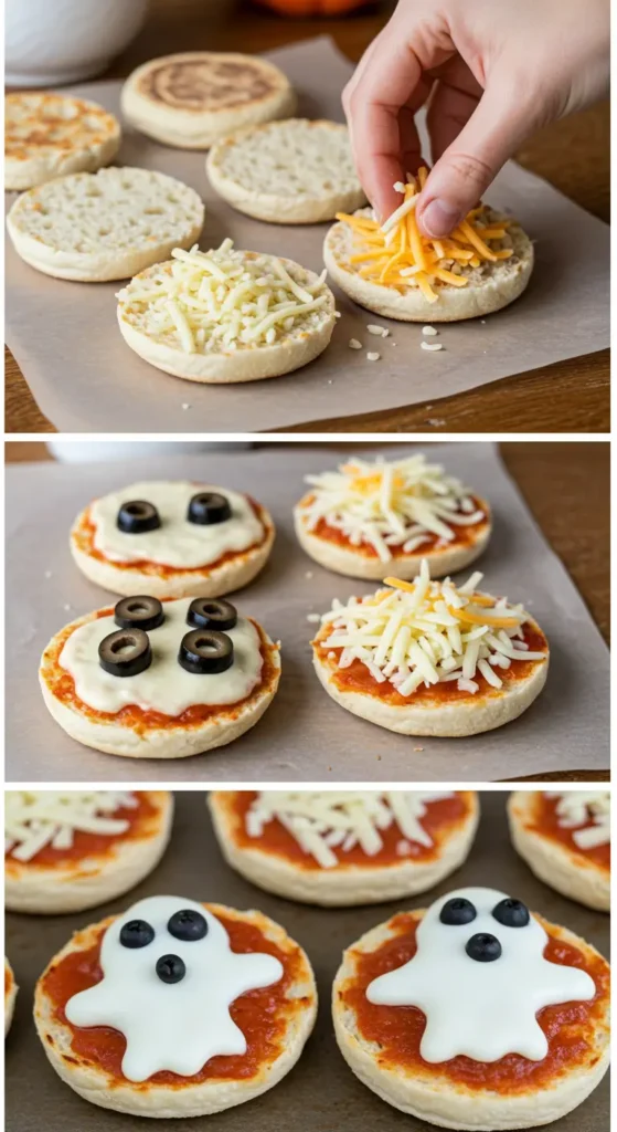 Mini Ghost Pizzas