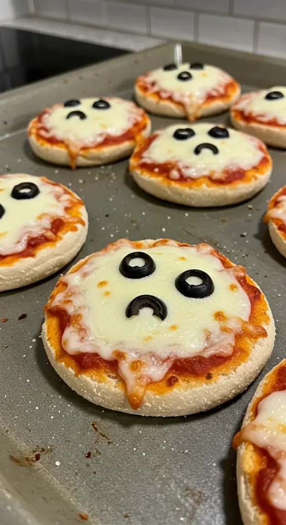 Mini Ghost Pizzas