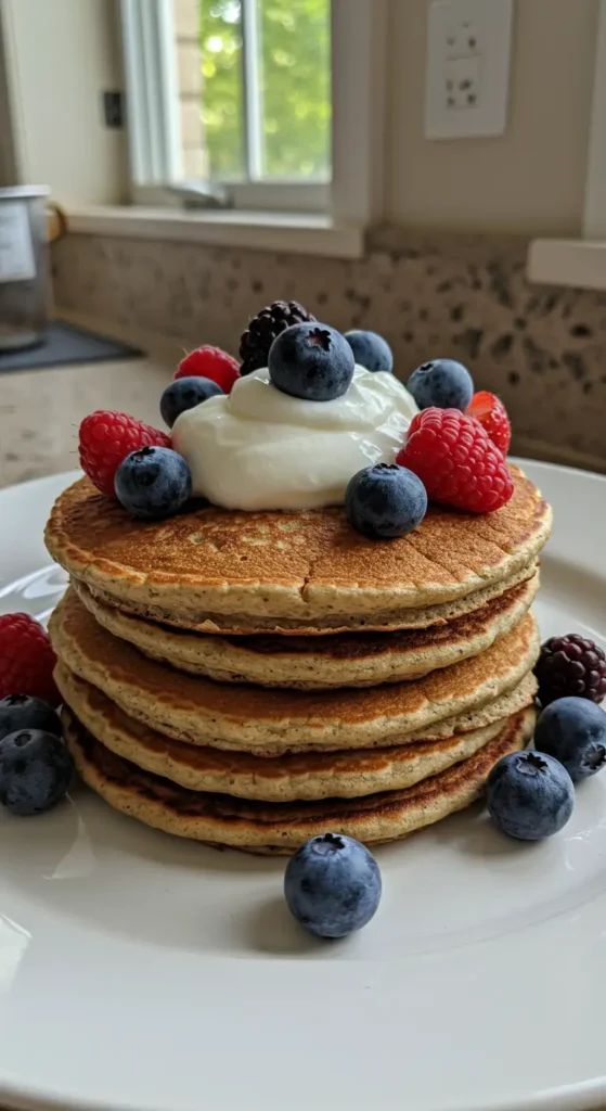 Protein Pancakes with Greek Yogurt & Fresh Berries – Sweet & Healthy
