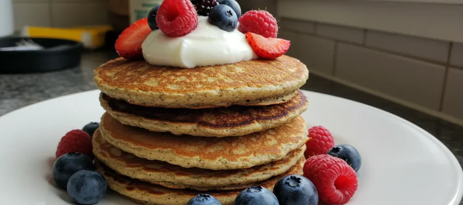 Protein Pancakes with Greek Yogurt & Fresh Berries – Sweet & Healthy