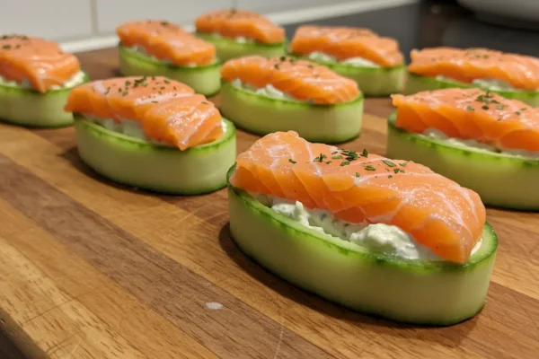 Salmon Cucumber Boats (295 calories, 30g protein)