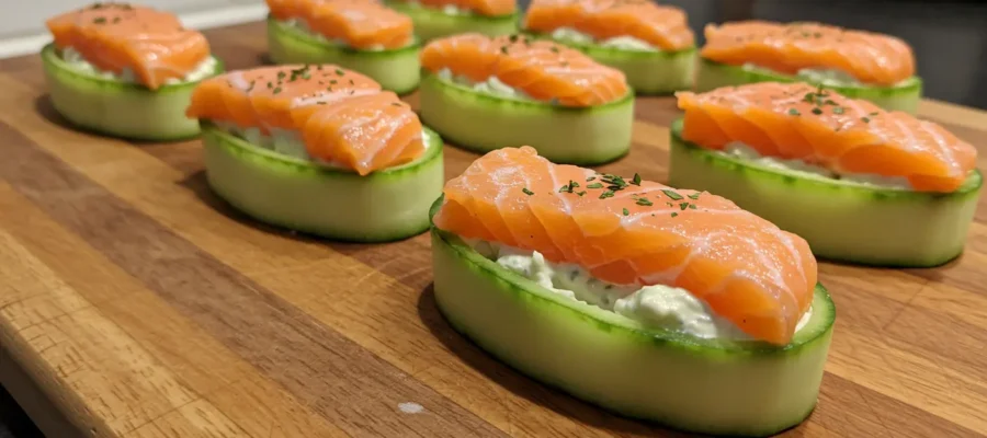 Salmon Cucumber Boats (295 calories, 30g protein)