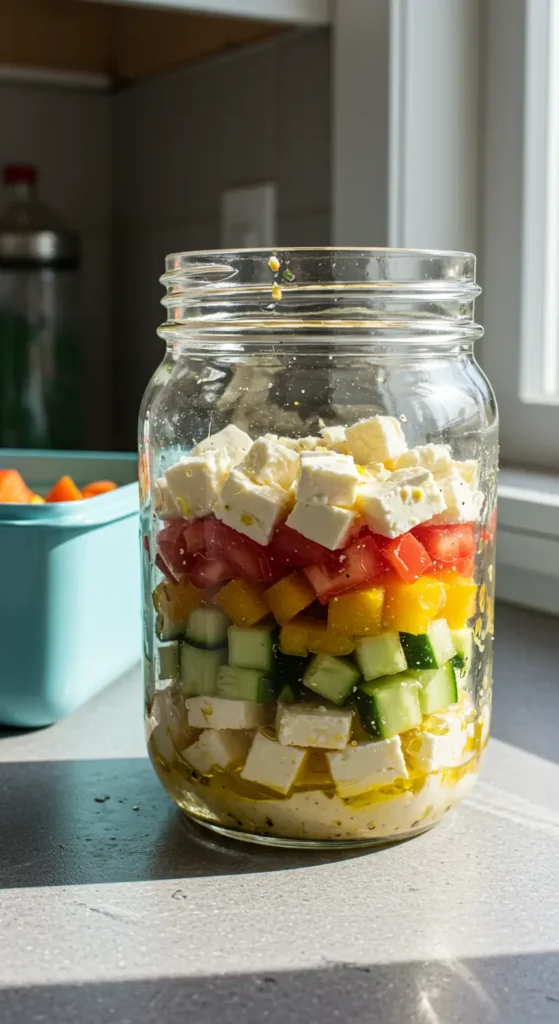 Mason Jar Greek Salads