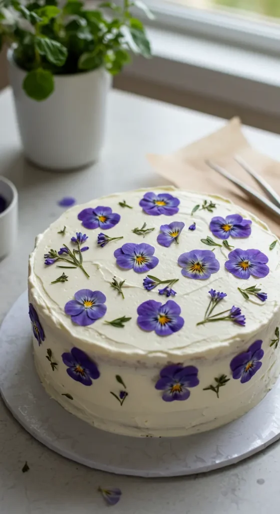 15. Pressed Flower Garden Cake